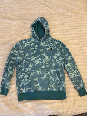 Volcom Teal and Light Teal Tie-Dye Hoodie